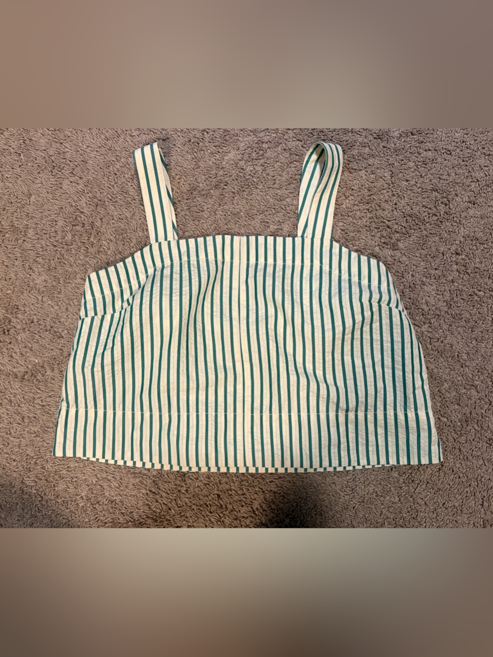 Banana Republic White and Teal Striped Tank Top